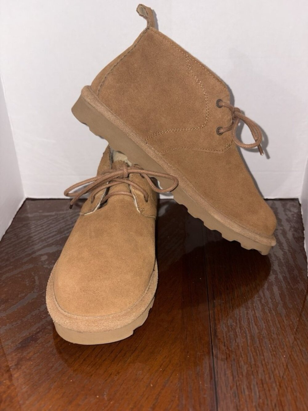 Bear Paw Skye Chukka Suede  Boots Women 9 Hickory  Lambs Wool Leather Lace